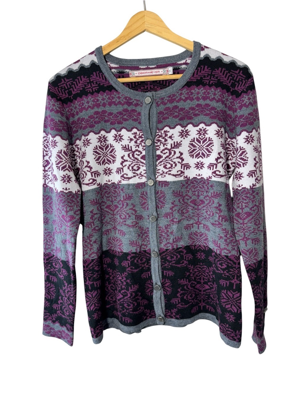 Obermeyer Merino Wool Button Front Cardigan Sweater Size Medium